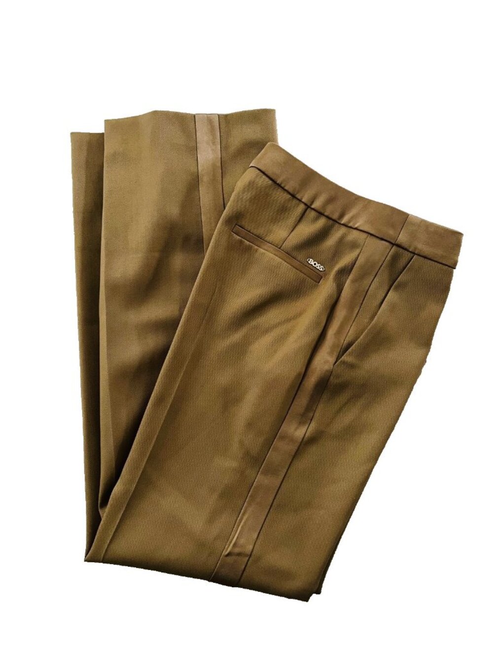 Boss Tackea Virgin Wool Tuxedo Trousers in Camel ( US 2 ) - Picture 9 of 10
